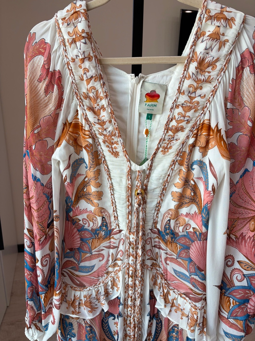 Farm Rio Off-White Sea Garden Ruffled Maxi Dress - Picture 2 of 10